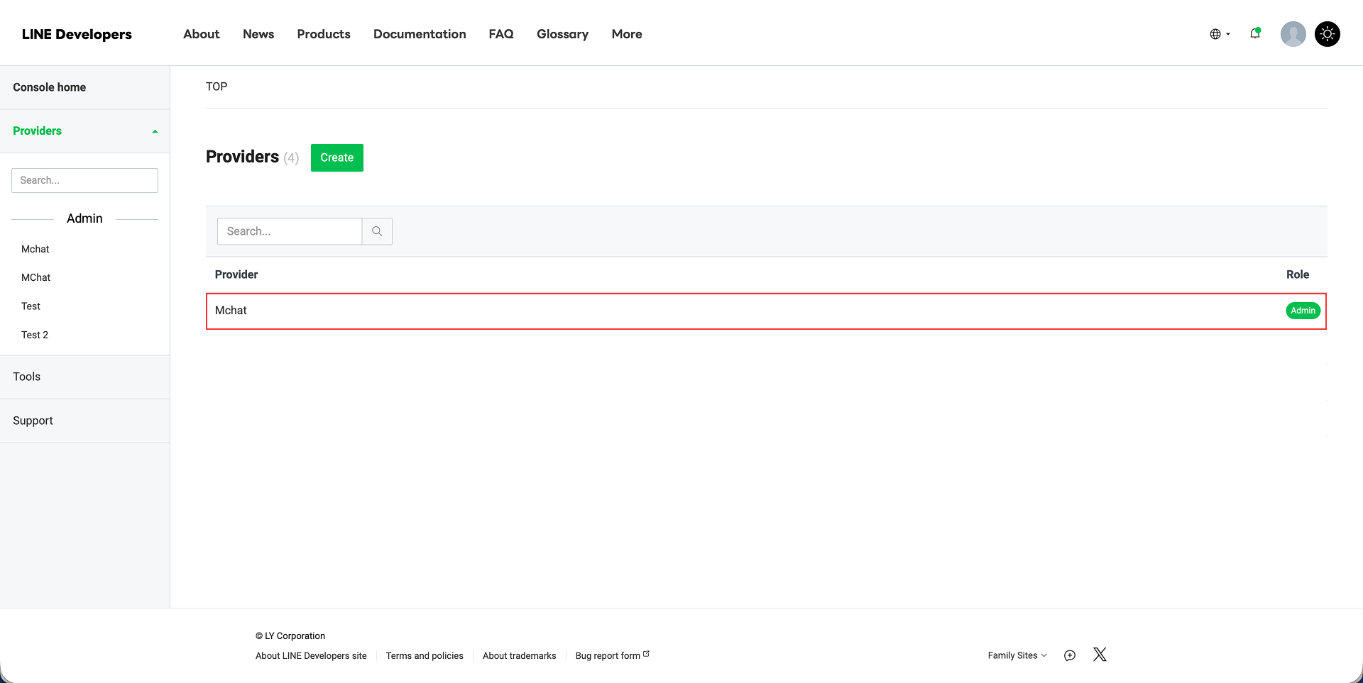 LINE Developers Console