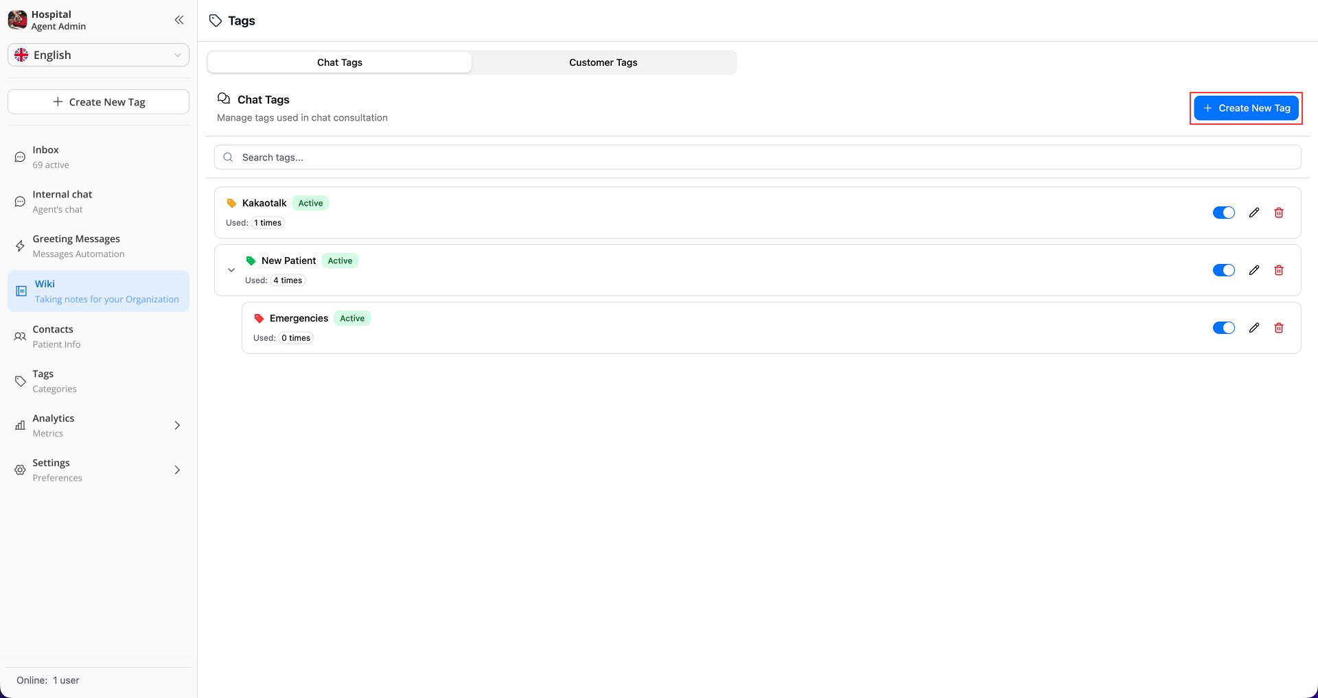Create New Tag Button