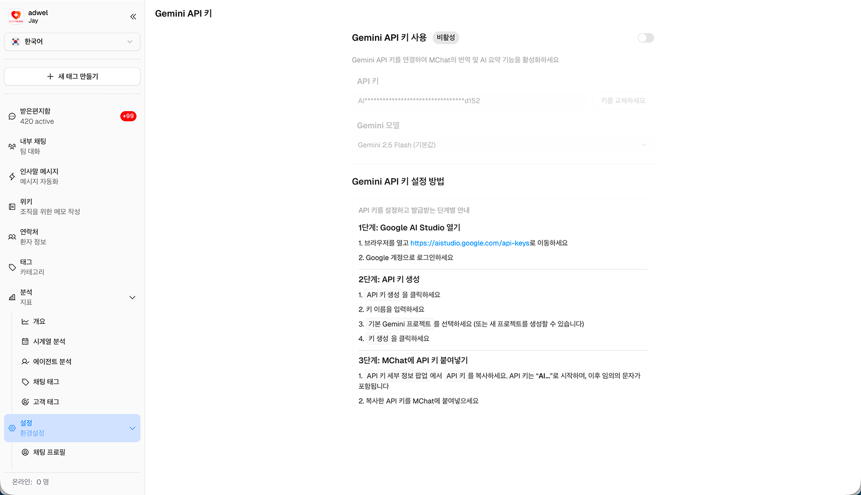 Gemini API Key Settings