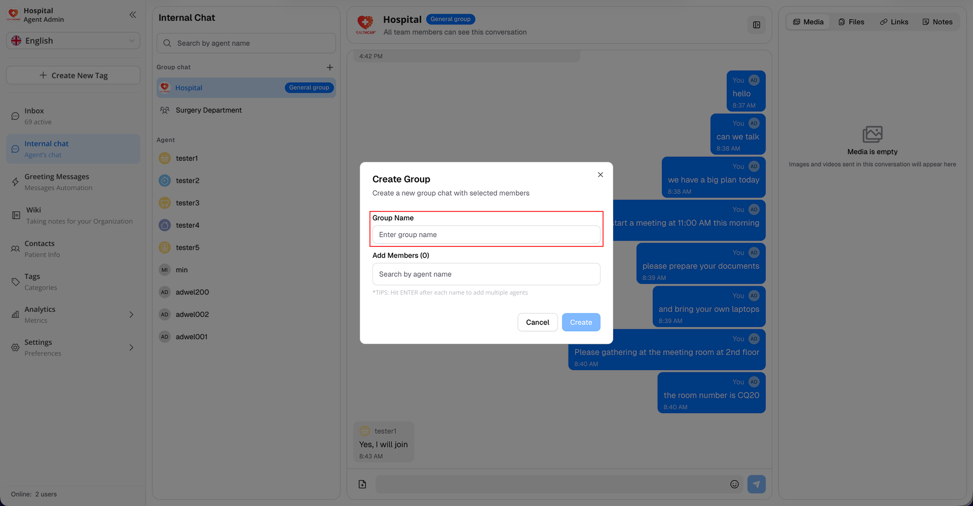 Create Private Group Step 2