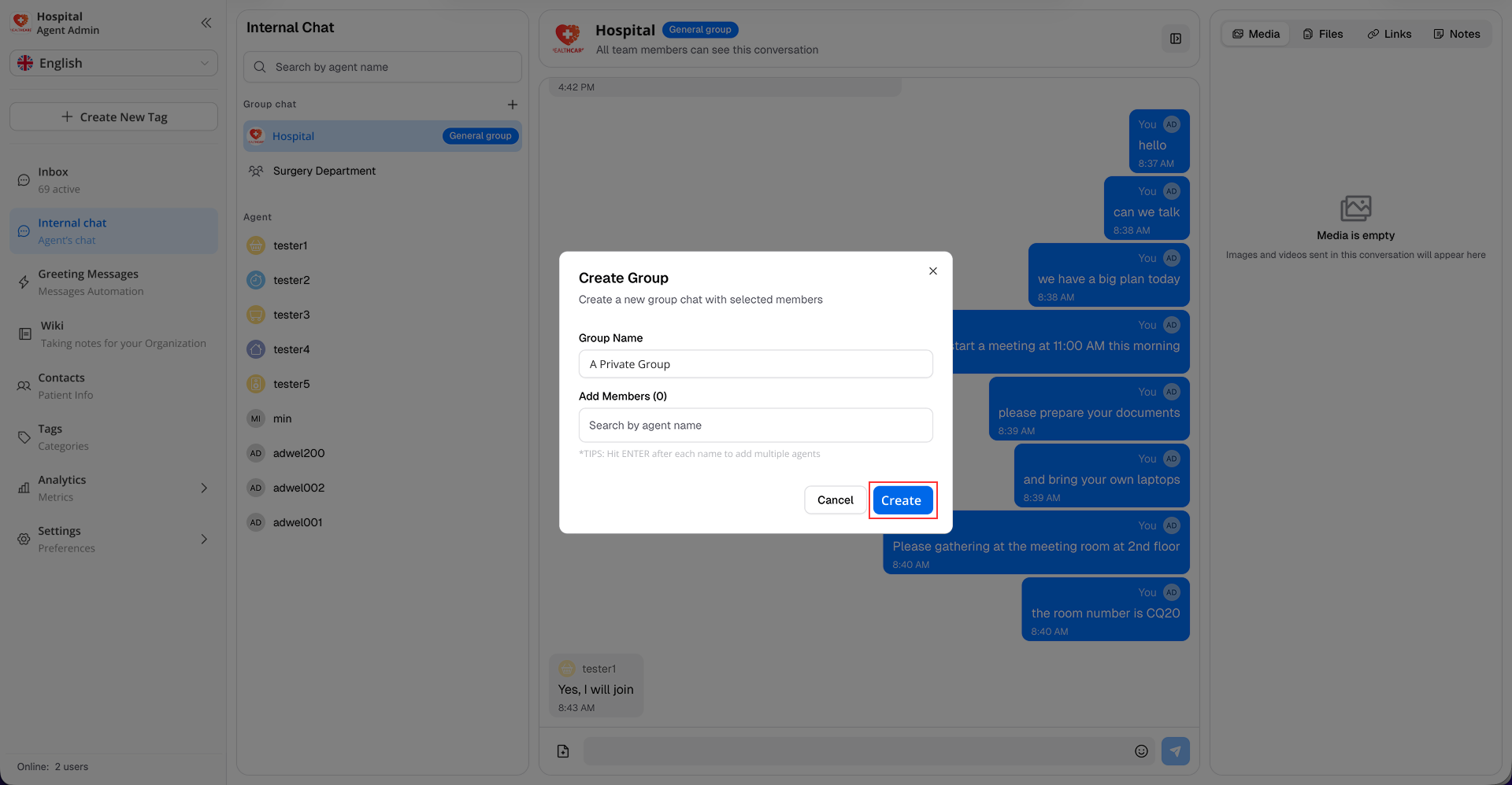 Create Private Group Step 3