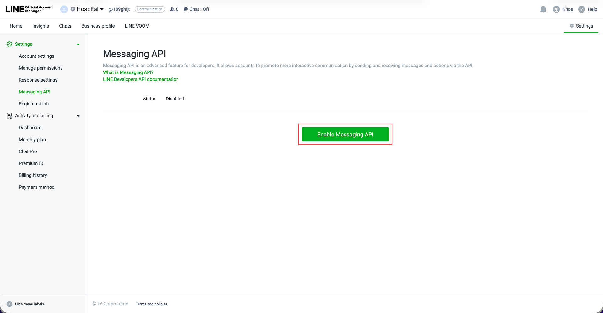 LINE Webhook Settings