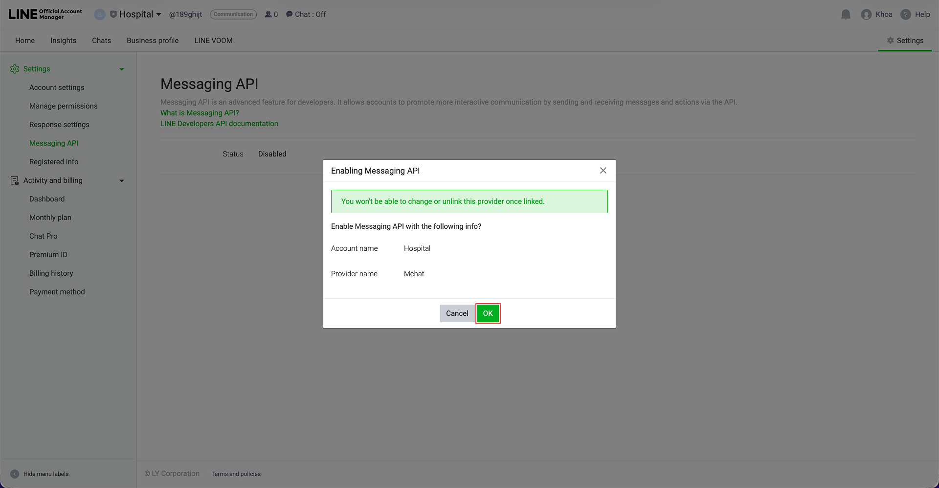LINE Webhook Settings