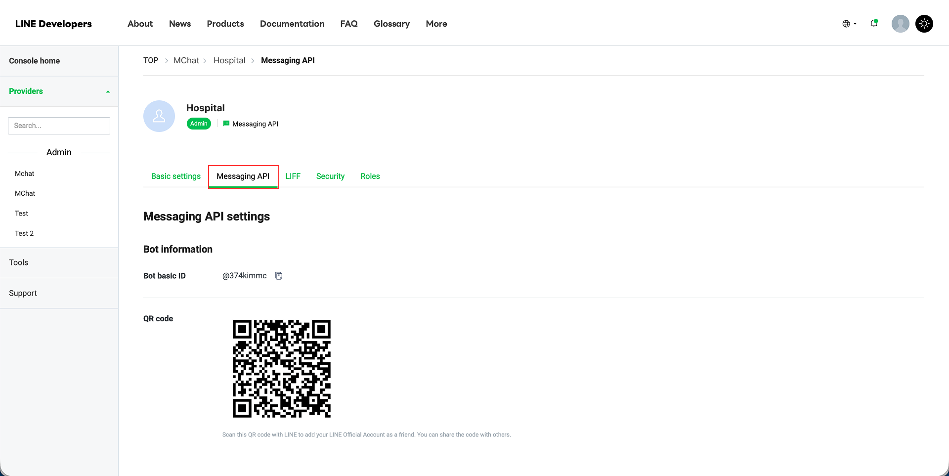 LINE Developers Console