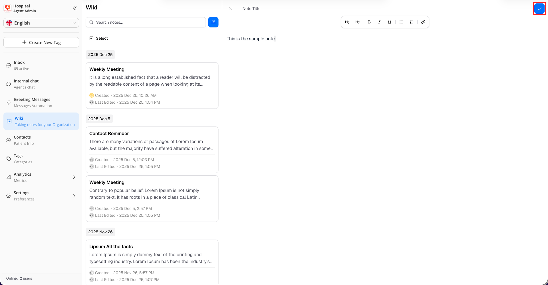 Create New Note Popup