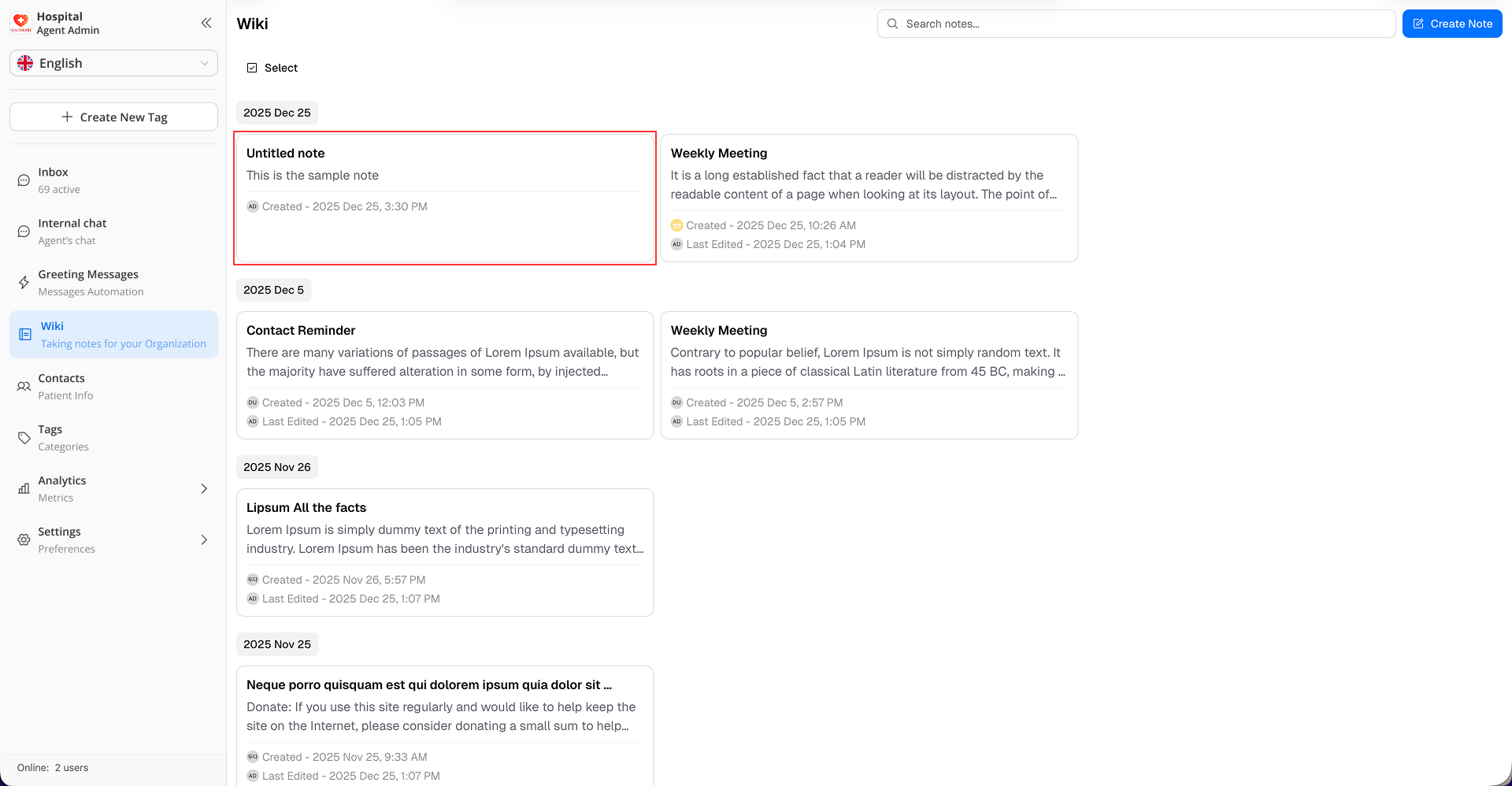 Create New Note Popup