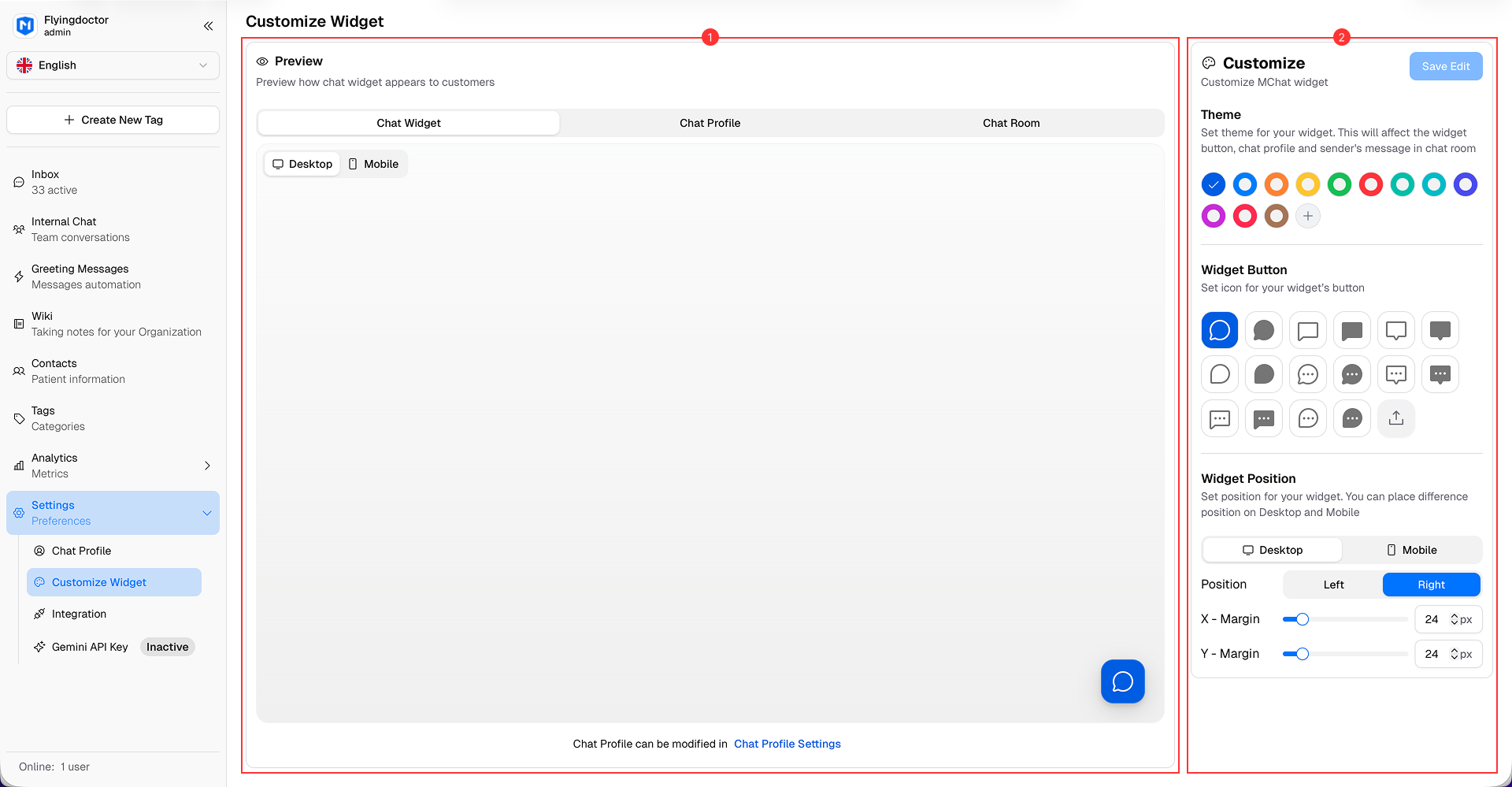 Customize Widget Settings