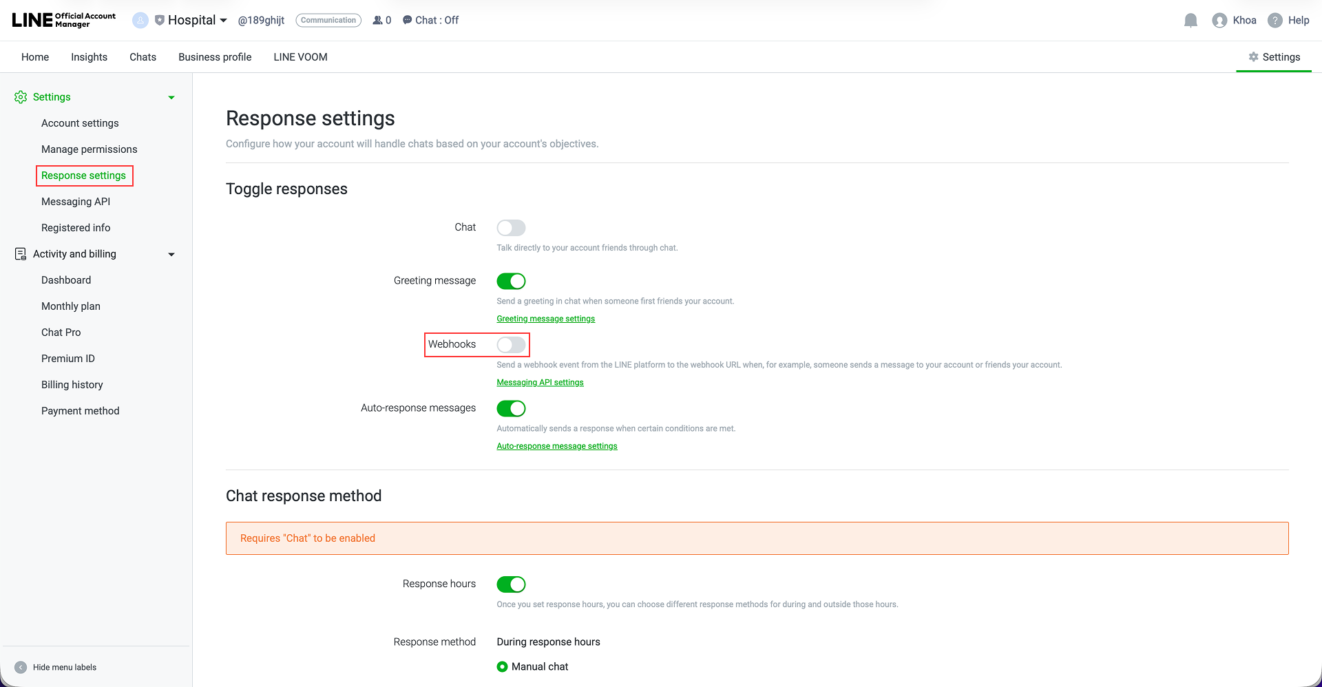 LINE Webhook Settings