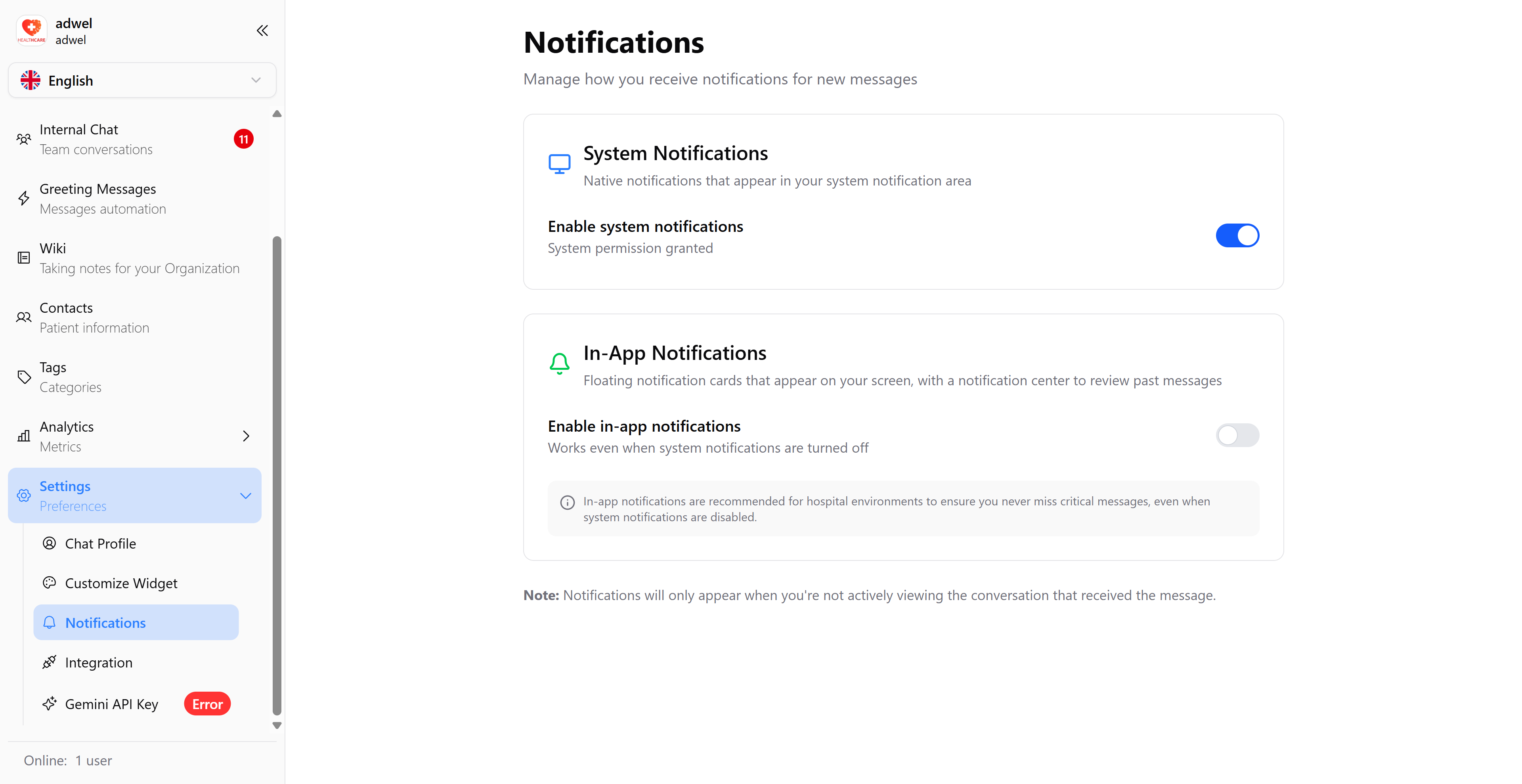 Notifications Settings
