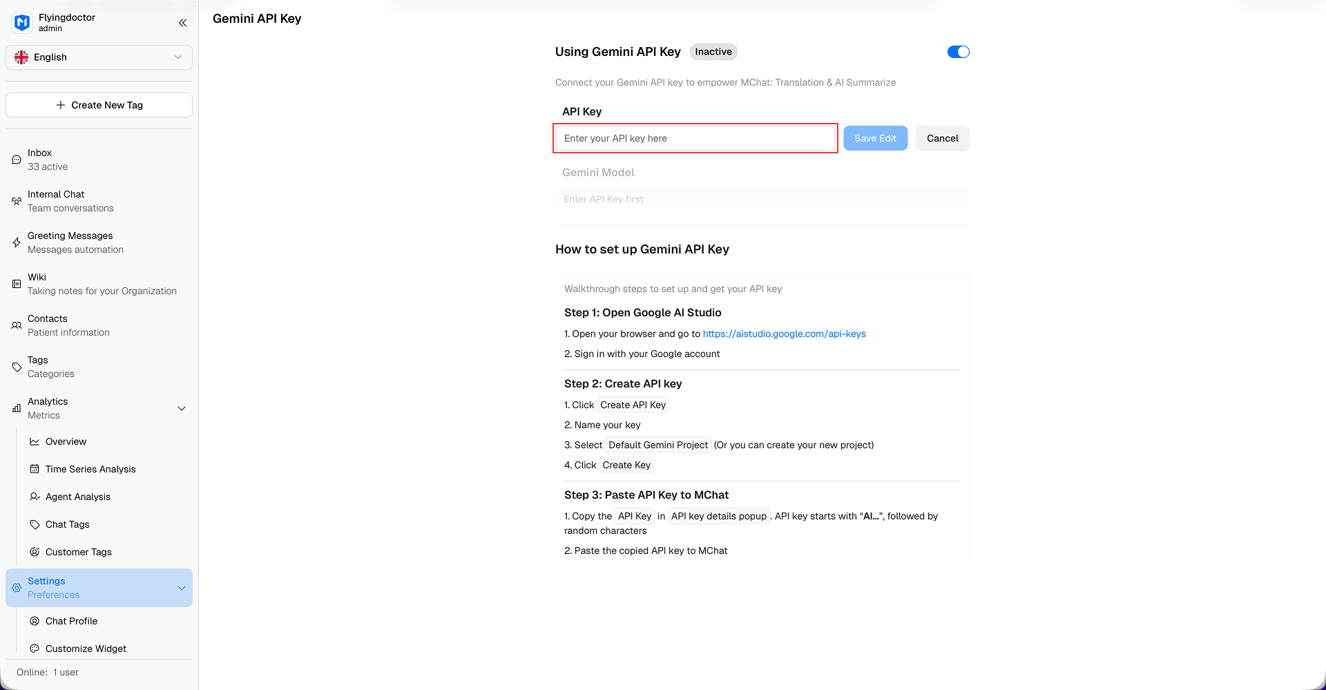 Paste Gemini API Key